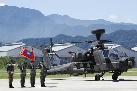 AH-64 Apache Attack helicopter commission ceremony in Taiwan, Taoyuan - 17 Jul 2 Foto stock