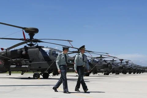 AH-64 Apache Attack helicopter commission ceremony in Taiwan, Taoyuan - 17 Jul 2 Foto stock