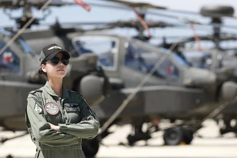 AH-64 Apache Attack helicopter commission ceremony in Taiwan, Taoyuan - 17 Jul 2 Foto stock