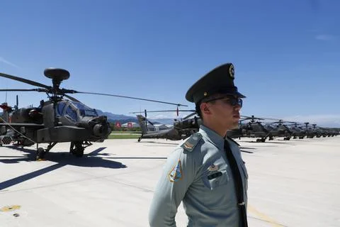 AH-64 Apache Attack helicopter commission ceremony in Taiwan, Taoyuan - 17 Jul 2 Foto stock