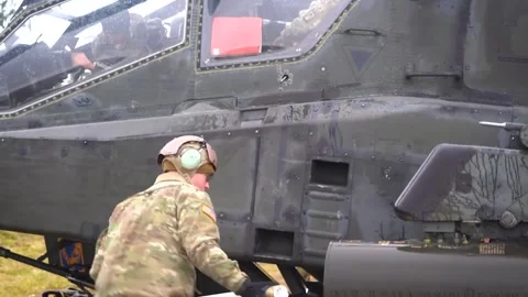 AH-64 Apache Gunship - Aerial Gunnery Training 001 Stock Footage 162763783