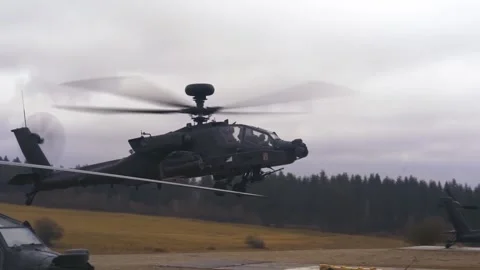AH-64 Apache Gunship - Aerial Gunnery Training 006 Stock Footage 162764010