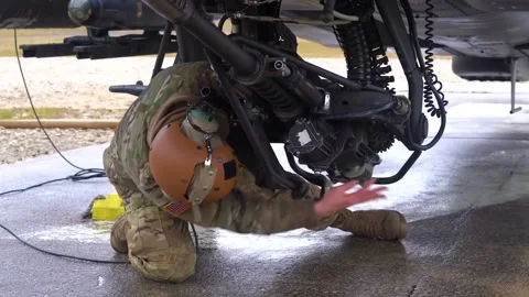 AH-64 Apache Gunship - Aerial Gunnery Training 004 Stock Footage 162764038