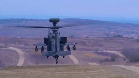 AH-64 Apache Gunship - Aerial Gunnery Training 009 Stock Footage 162764090