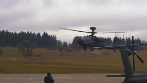 AH-64 Apache Gunship - Aerial Gunnery Training 007 Video stock 162764141
