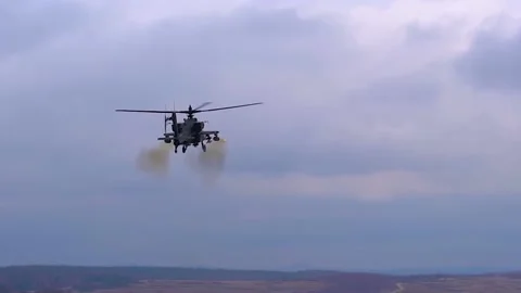AH-64 Apache Gunship - Aerial Gunnery Training 013 Video stock 162764230