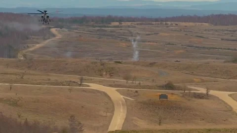 AH-64 Apache Gunship - Aerial Gunnery Training 016 Stock Footage 162764458
