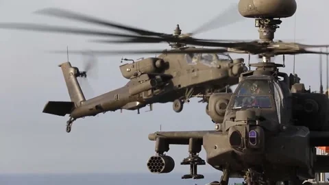 AH-64 Apache Helicopter Stock Footage 296401447