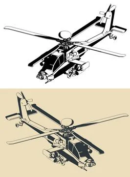 AH-64 Apache illustrations Illustrazione stock