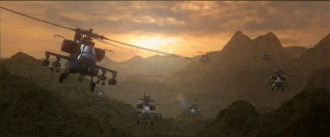 AH-64 Apaches Attack 1k Stock Footage 665477