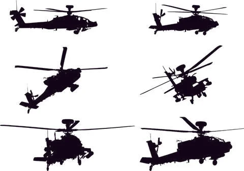 Ah-64silhouettes Stockillustratie