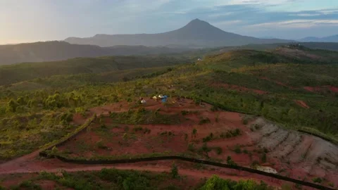 AH - Beautiful Sunset and Mountain Aerial View Stock Footage 175780053