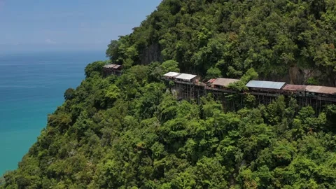 AH - Floating House Above Mountain Valley Stock Footage 238012807