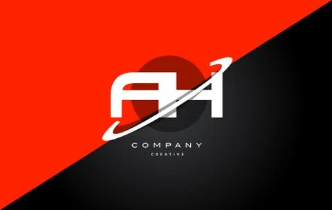 Ah a h  red black technology alphabet company letter logo icon Stock Illustration