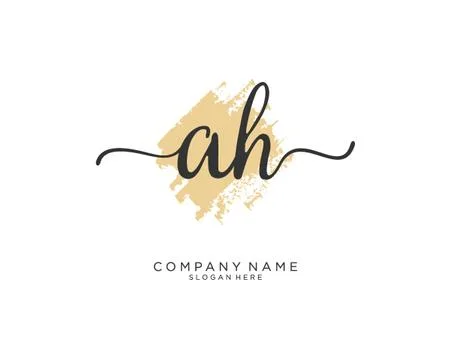 AH Initial handwriting logo design Stock Illustration