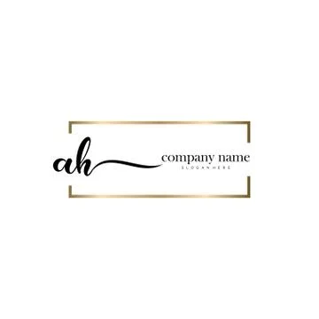 AH Initial Letter handwriting logo hand drawn template vector Ilustração Stock