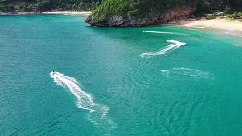 AH - Jetski in Tropical Ocean and Beautiful Island Video stock 194817841