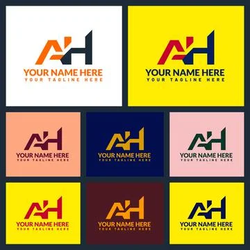 Ah letter logo or ah text logo and ah word logo design. Stock Illustration