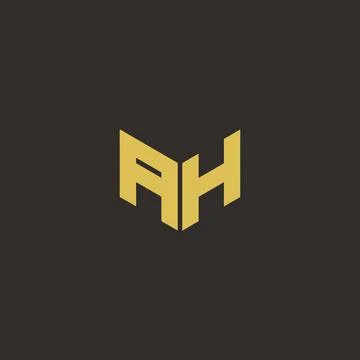 AH Logo Letter Initial Logo Designs Template with Gold and Black Background Stock Illustration