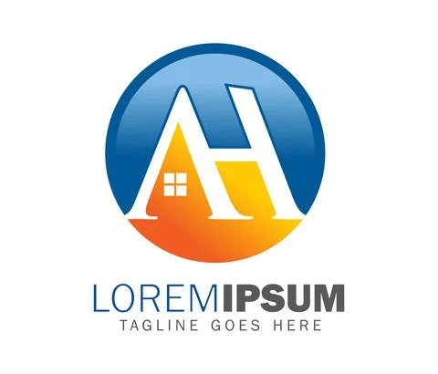 AH monogram Initial home logo sign Stock Illustration
