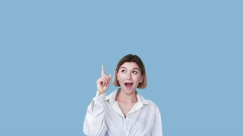 Aha idea discovery insight inspired girl gif loop Stock Footage 159077773