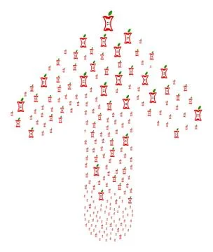 Ahead Directed Arrow Shape with Apple Stump Stock Illustration