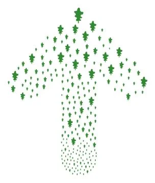 Ahead Pointer Arrow Collage with Oak Leaf Stock Illustration