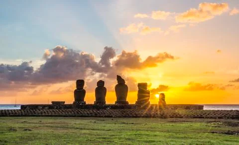 Ahu Tahai, Easter Island, Chile Stock Photos