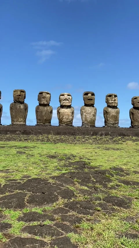 Ahu Tongariki in Easter Island 스톡 동영상 342840835
