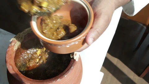 Ahuna-mutton-curry-in-pot-bihar-india-2 Stock Footage 96866092