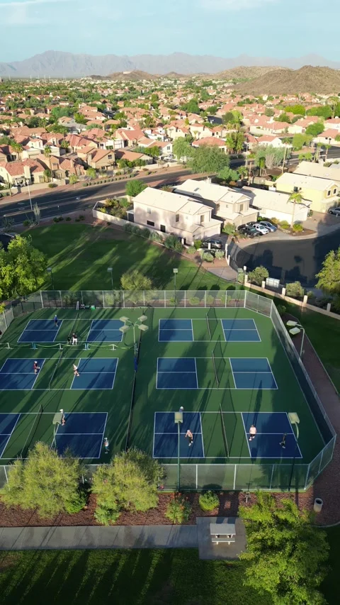 Ahwatukee, AZ MPR HOA Pickleball  Vertical Drone Video 8.23.24 動画素材 283798443