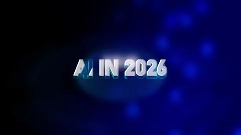 Ai in 2026 start. 2026 word digital lettering with high tech or futuristic .. Stock Footage 293486601