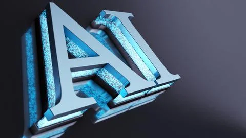 AI 3D title word made with metal animation text 库存插图