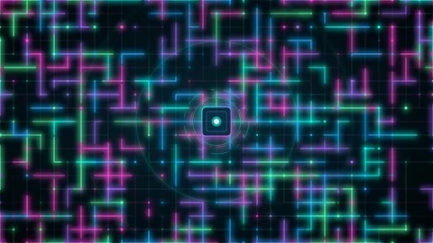 Ai Abstract Cyber Microchip Circuit Board Loop Background Stock Footage 341567731