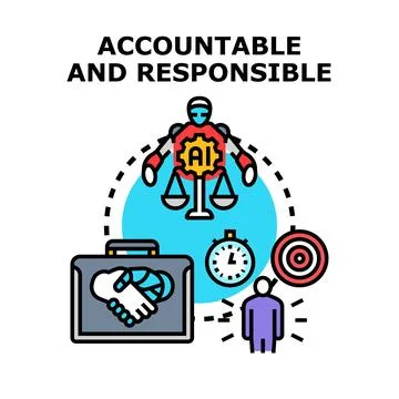 Ai accountability and ethical responsibility in business operations Stock Illustration