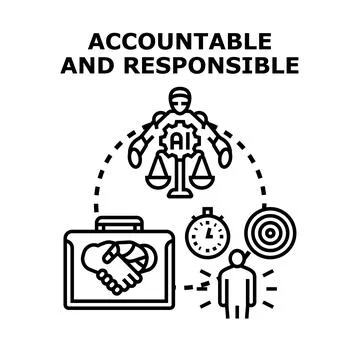 Ai accountability and ethical responsibility in business operations Stock Illustration