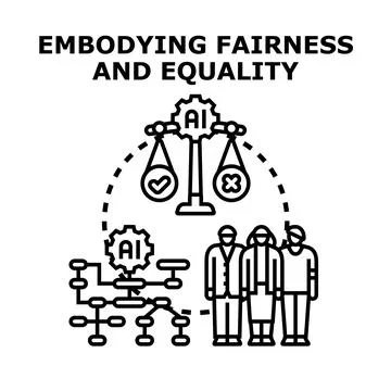 Ai achieving fairness and equality in decision making Stock Illustration