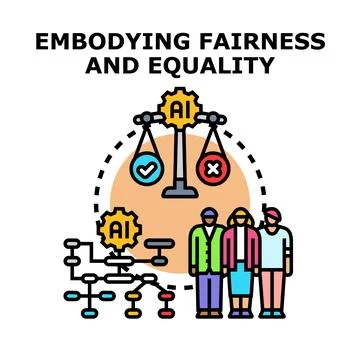 Ai achieving fairness and equality in decision making Stock Illustration