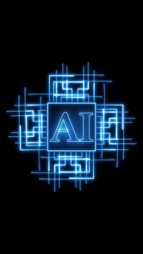 AI acronym in blue neon lines forming circuit pattern. AI acronym artificia.. Stock Footage 345720705