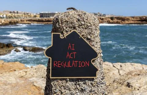 AI act regulation words symbol. Concept words AI artificial intelligence ac.. Stock Photos