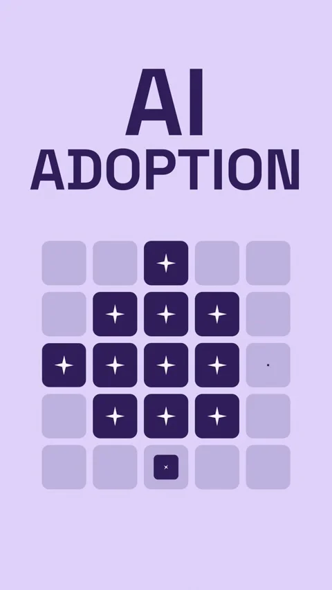 AI adoption is illustrated with graphical blocks increasing in number and Video stock 347002627