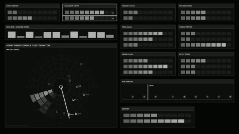 AI Agent Activity Dashboard HUD Seamless Loop Stock Footage 342099727