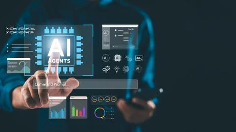 AI agent artificial intelligence automation prompt virtual command interfac.. Foto stock