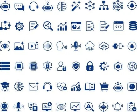 AI Agent Artificial Intelligence Technology Vector Icon Set Stock Illustration