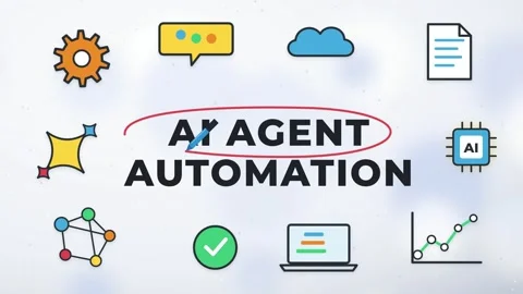 AI Agent Automation Doodle Animation Colorful Icons and Text Creative Motion Stock Footage 347922904