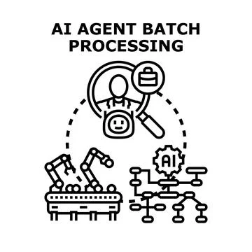 Ai agent batch processing optimizing business workflow 스톡 일러스트