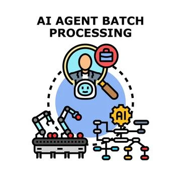Ai agent batch processing optimizing business workflow Stock Illustration