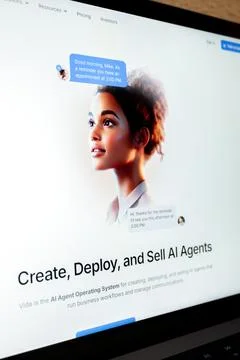 Ai agent communication on screen showing agentic profile Stock Photos