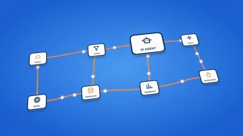 AI Agent Data Enrichment And Analytics Processing Grid With Step Labels On A Vídeos de archivo 343377780