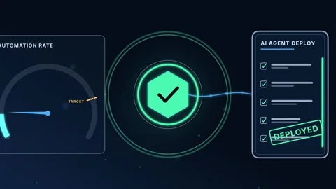 AI Agent Deployment Dashboard Animation Automation Rate Visualization Target Stock Footage 347279171